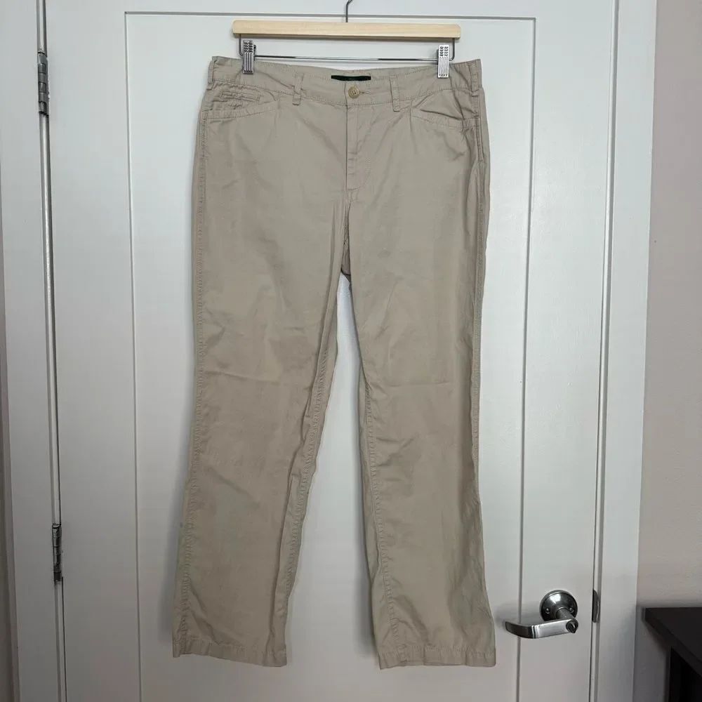 Ralph Lauren LRL Jeans Chino Pants Womens Sz 10 Beige Lightweight Preppy Beachy